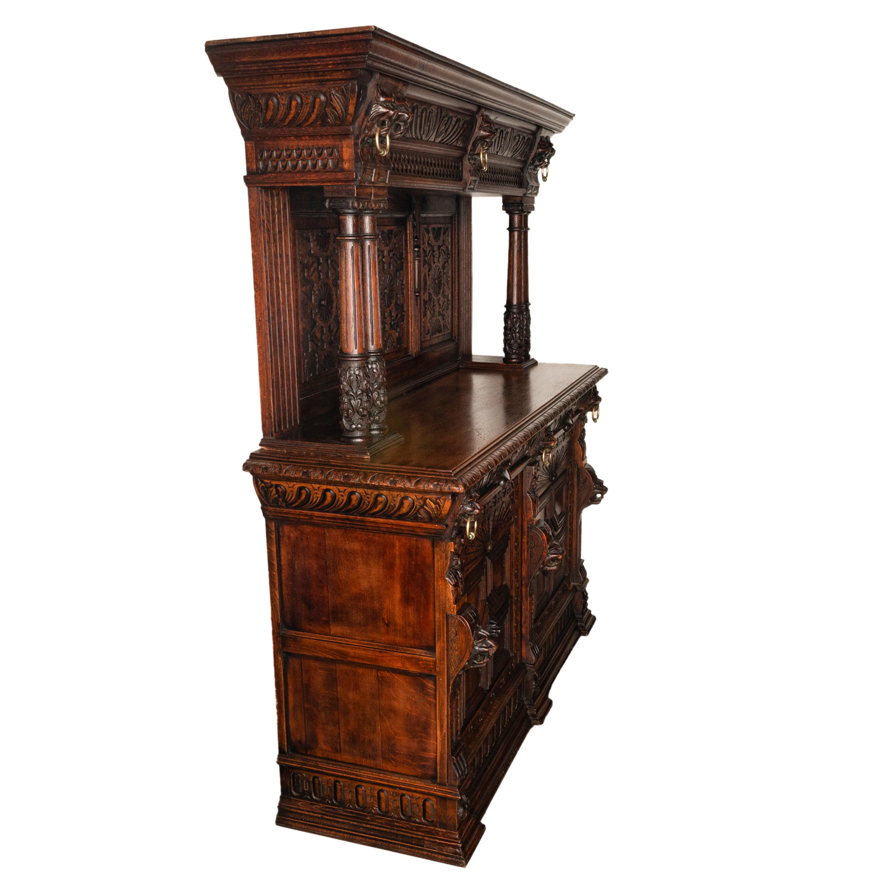 Antique French Baroque Buffet Sideboard Bar Back 1860 in vendita 2