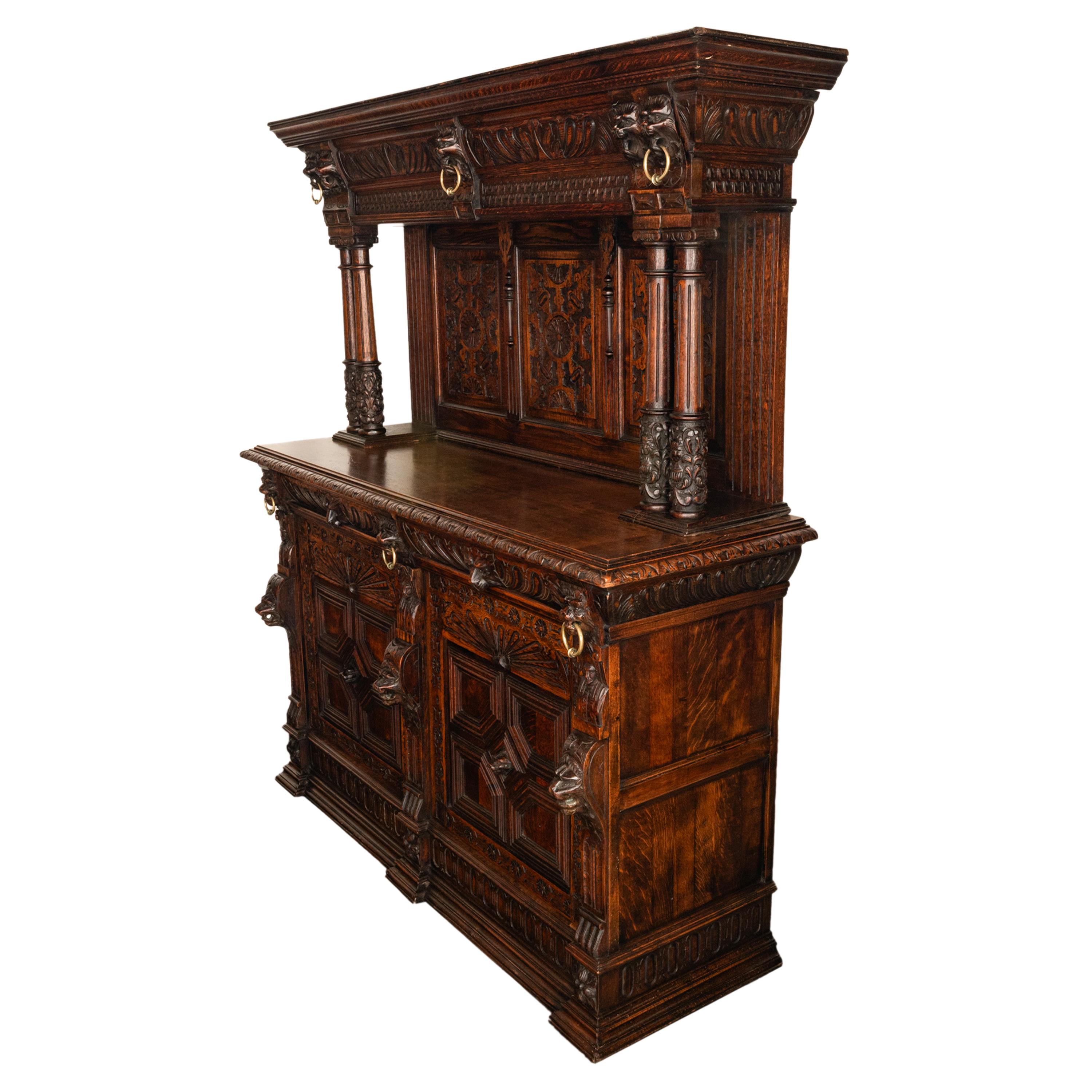 Antique French Baroque Buffet Sideboard Bar Back 1860 in vendita 3