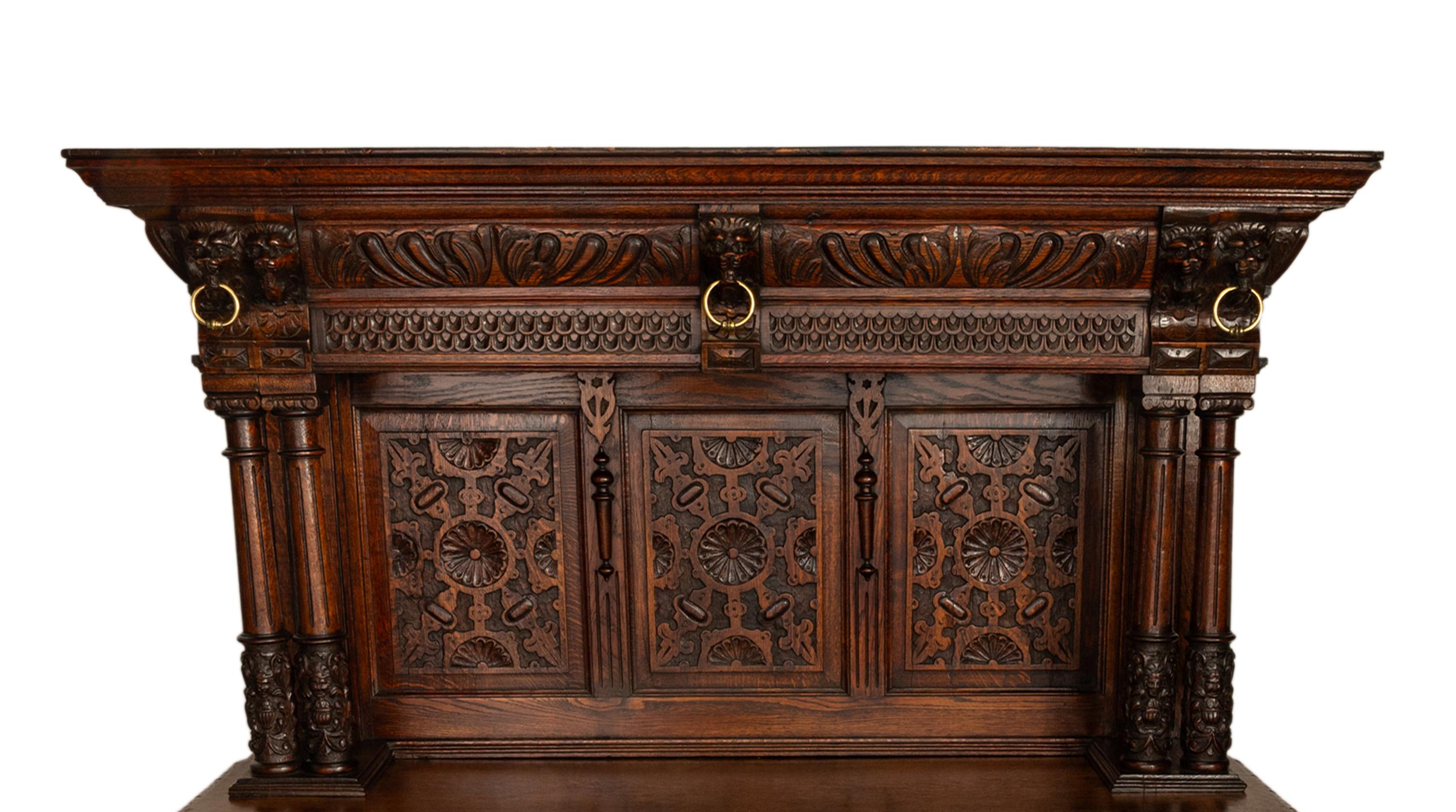 Antique French Baroque Buffet Sideboard Bar Back 1860 in vendita 4
