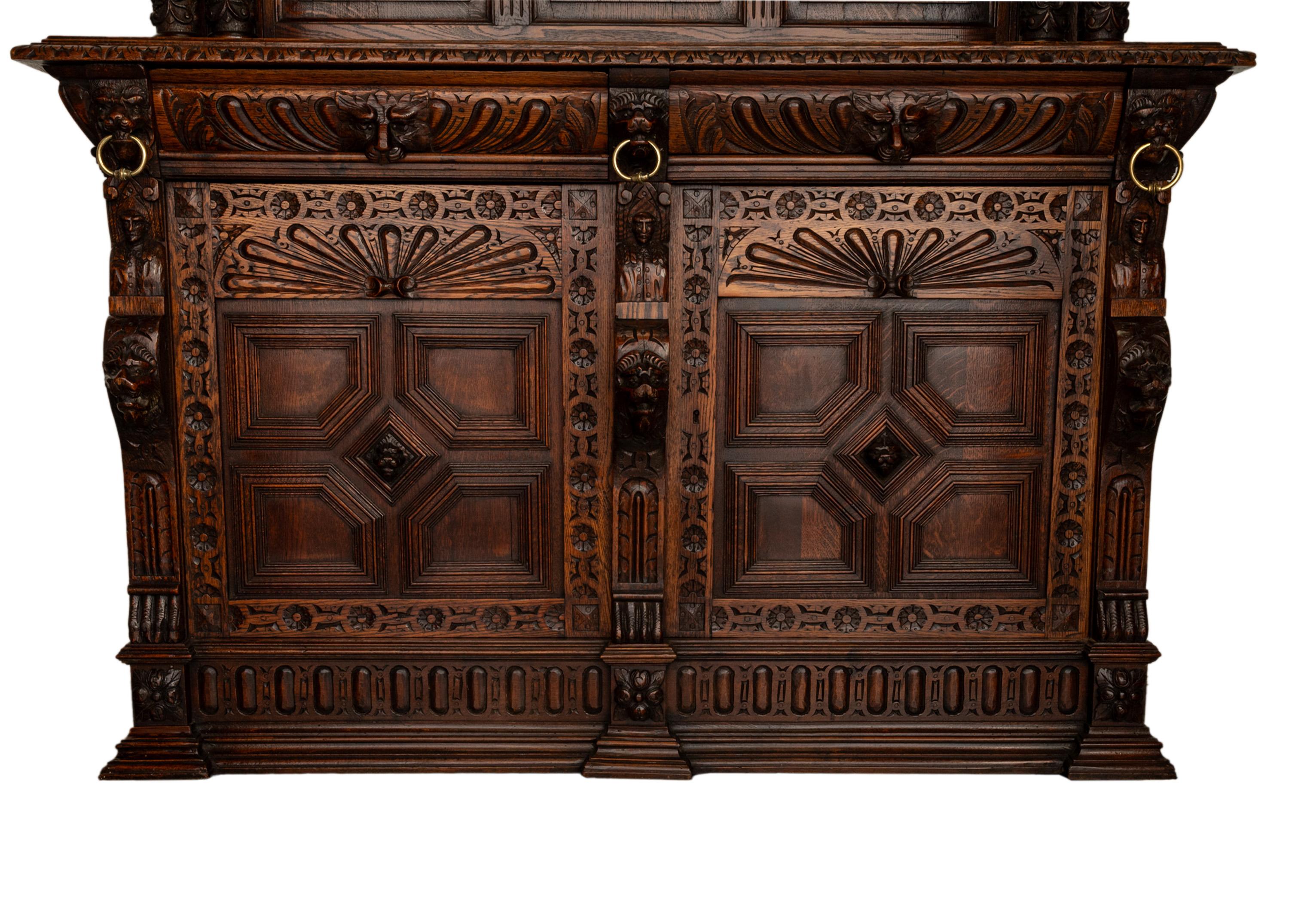 Antique French Baroque Buffet Sideboard Bar Back 1860 in vendita 7
