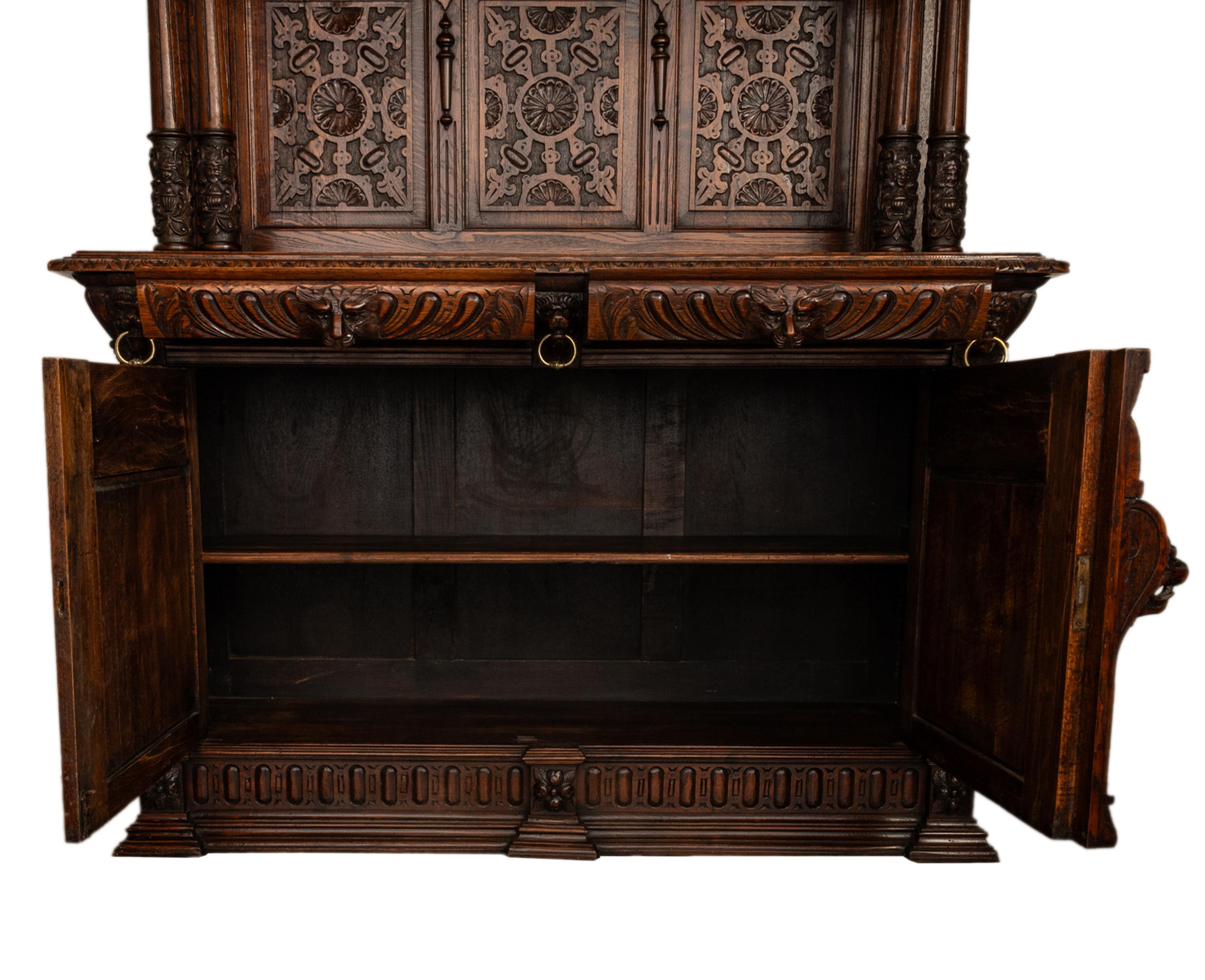 Antique French Baroque Buffet Sideboard Bar Back 1860 in vendita 8