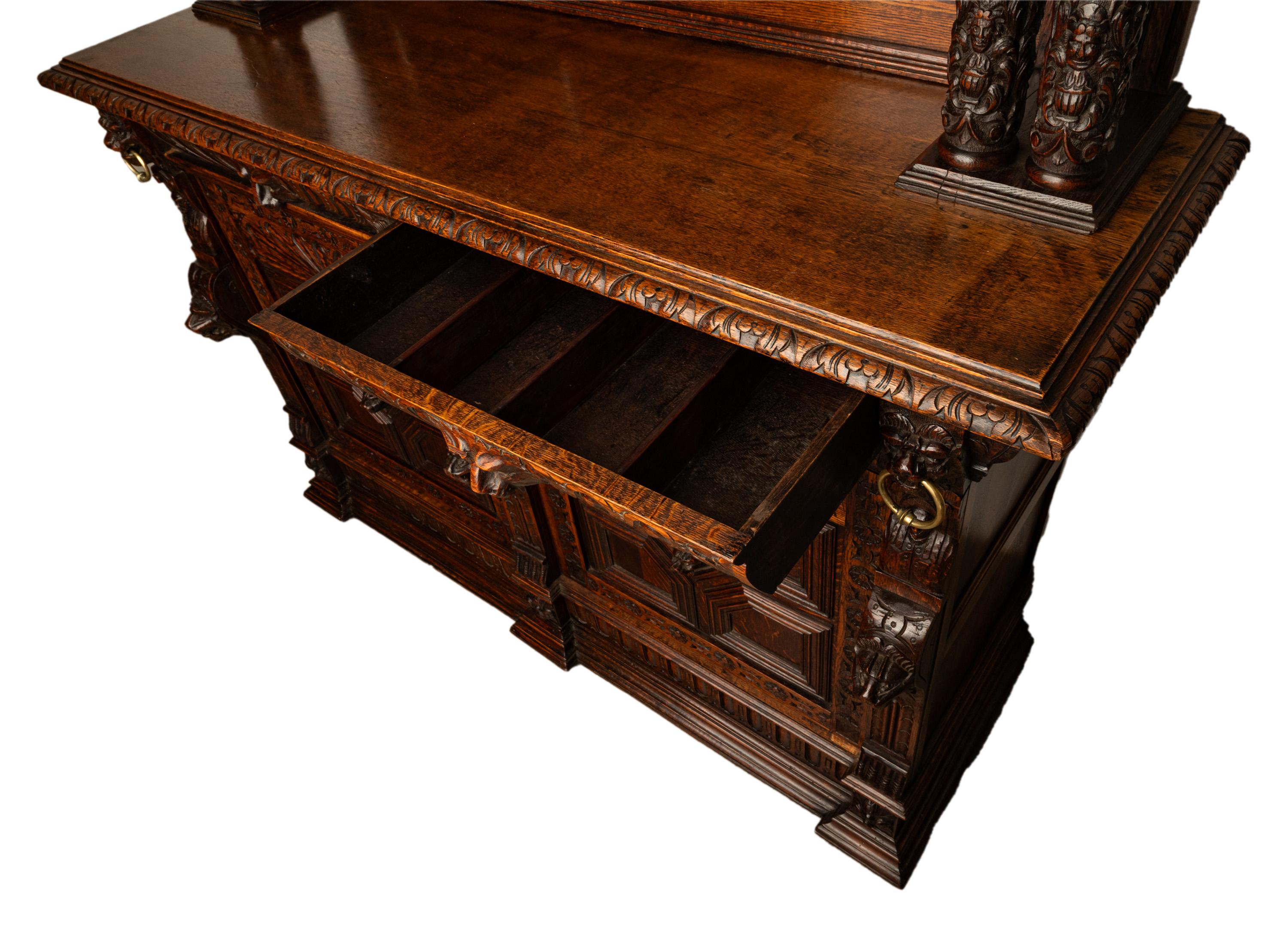 Antique French Baroque Buffet Sideboard Bar Back 1860 in vendita 9