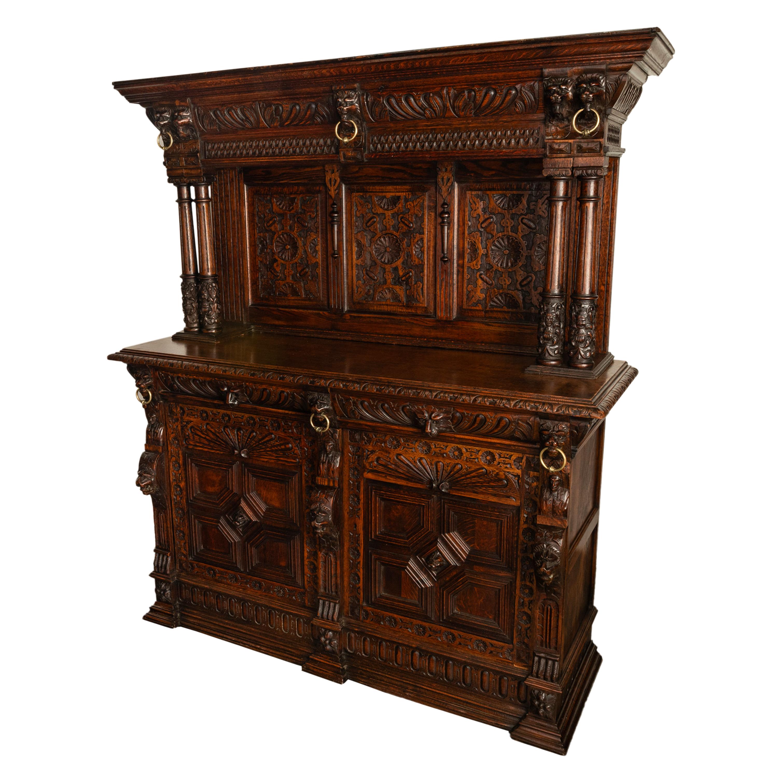 Neobarocco Antique French Baroque Buffet Sideboard Bar Back 1860 in vendita
