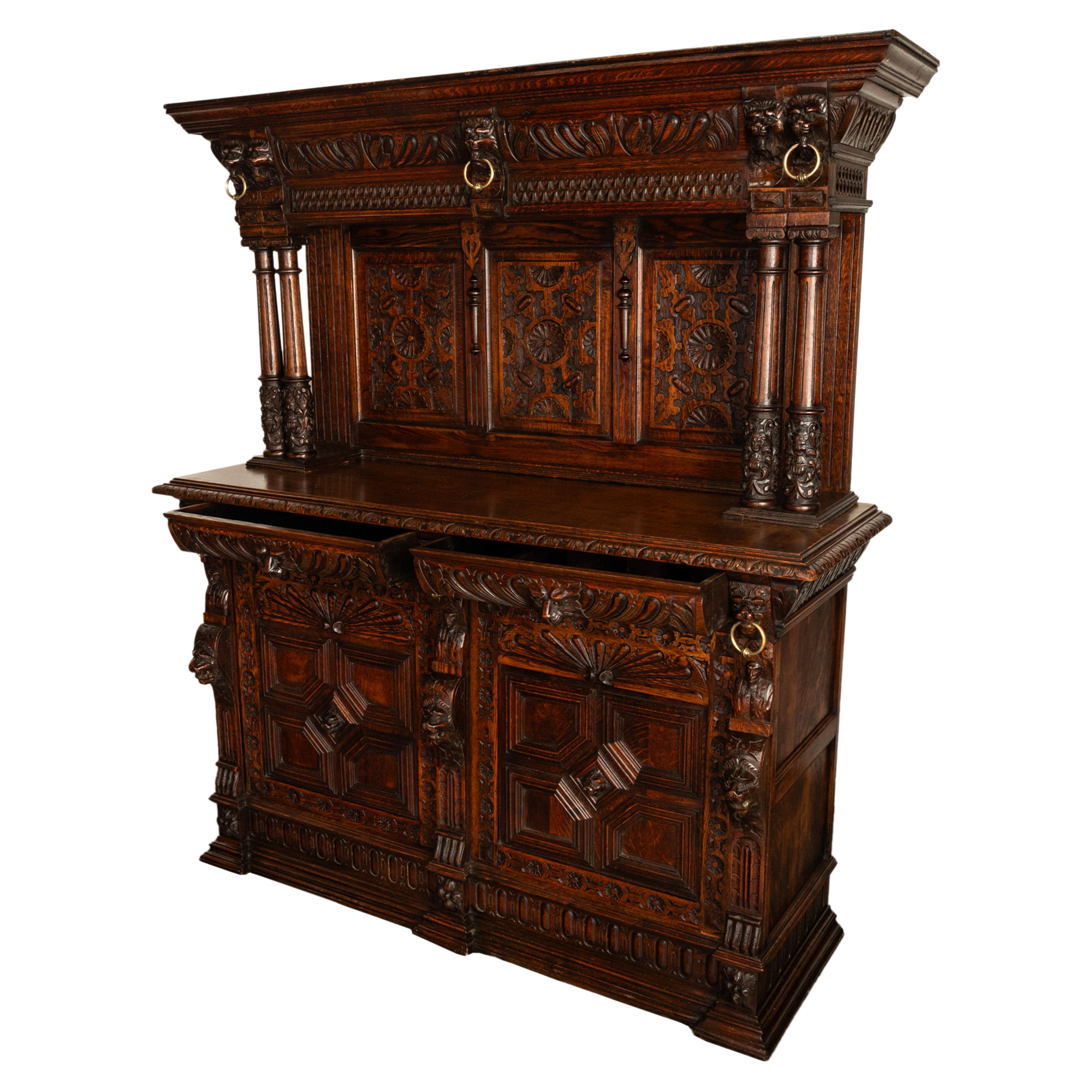 Francese Antique French Baroque Buffet Sideboard Bar Back 1860 in vendita