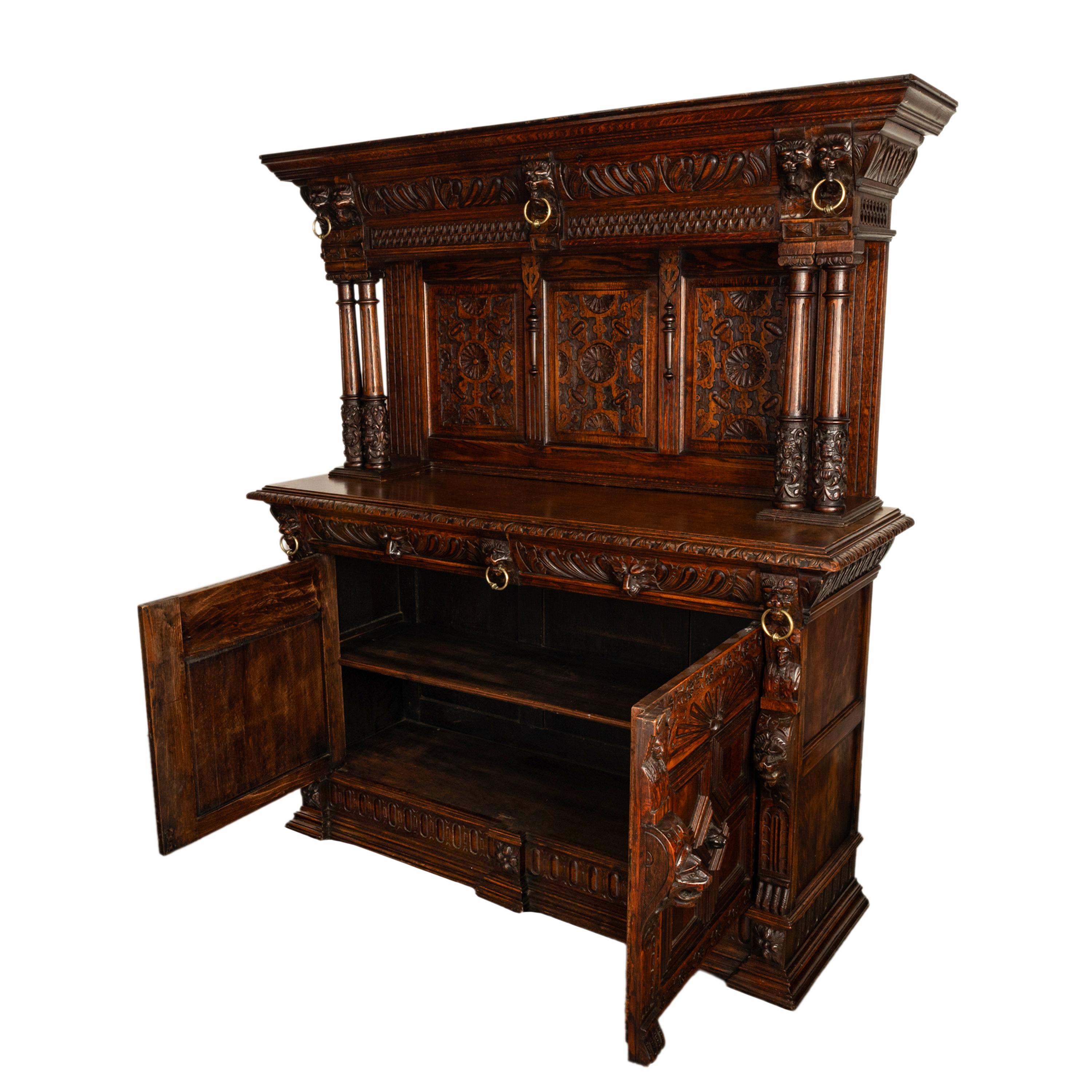 Antique French Baroque Buffet Sideboard Bar Back 1860 In condizioni buone in vendita a Portland, OR