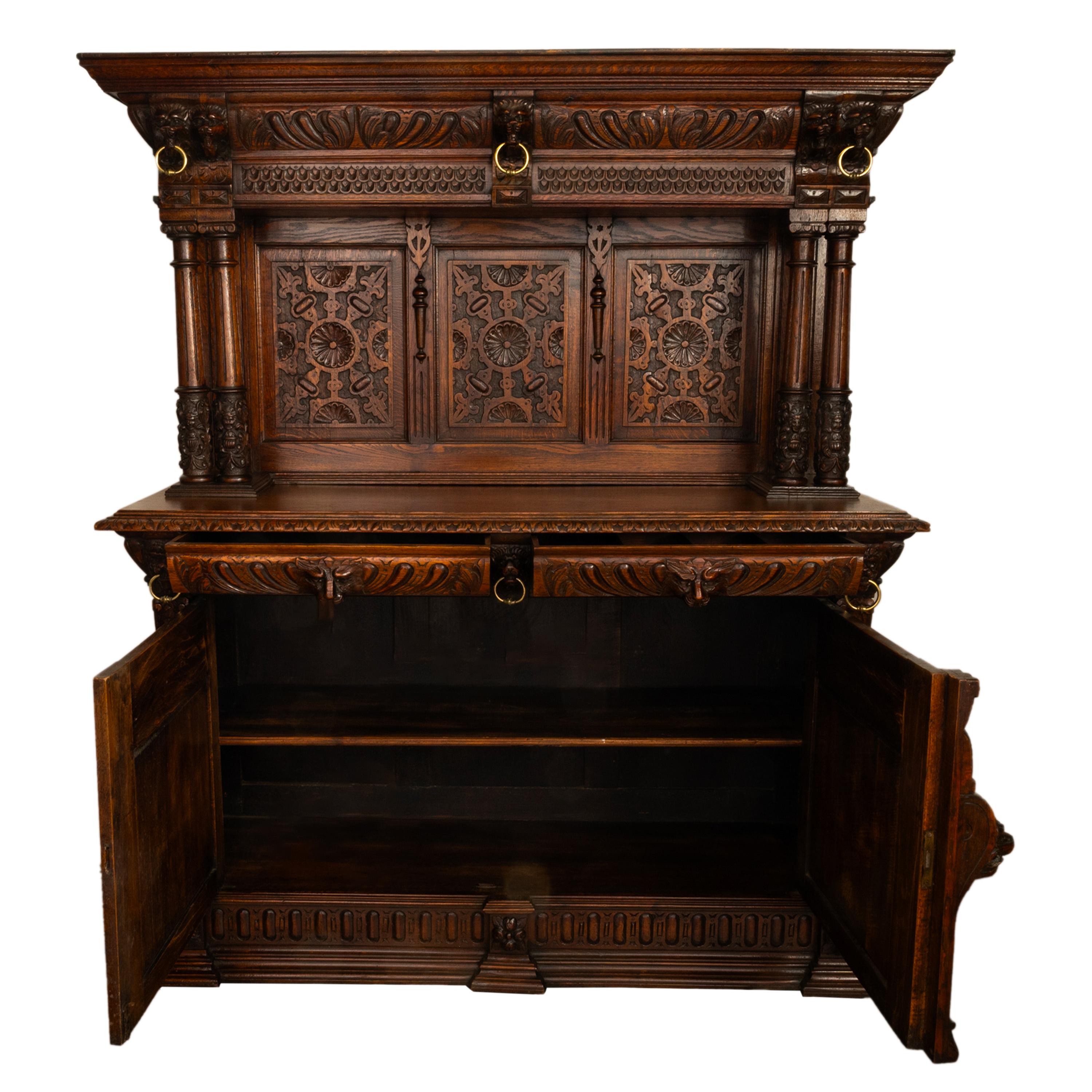 Metà XIX secolo Antique French Baroque Buffet Sideboard Bar Back 1860 in vendita