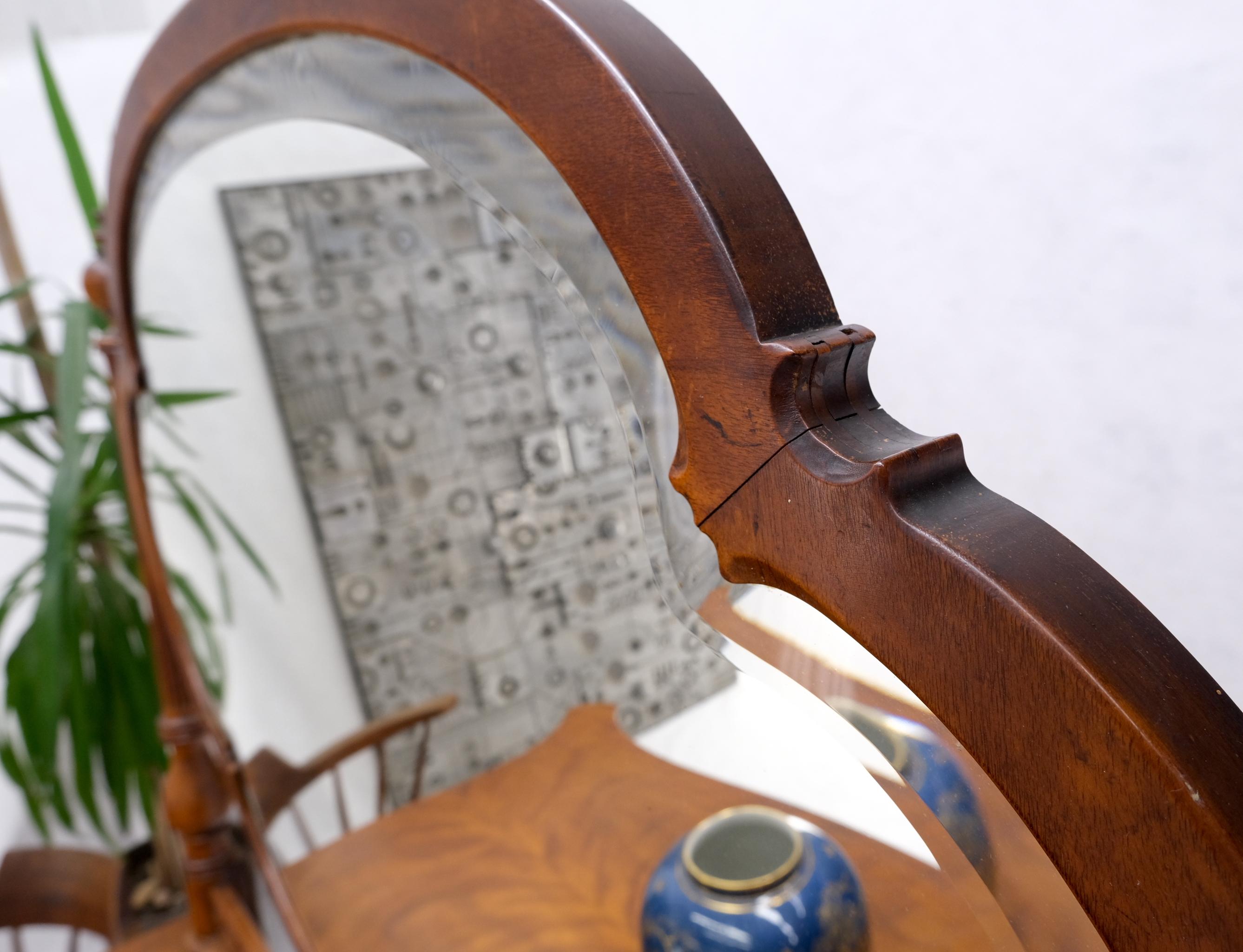 Antique Carved 4 Drawers Dresser w/ Large Beveled Swivel Clove Shape Mirror For Sale 5