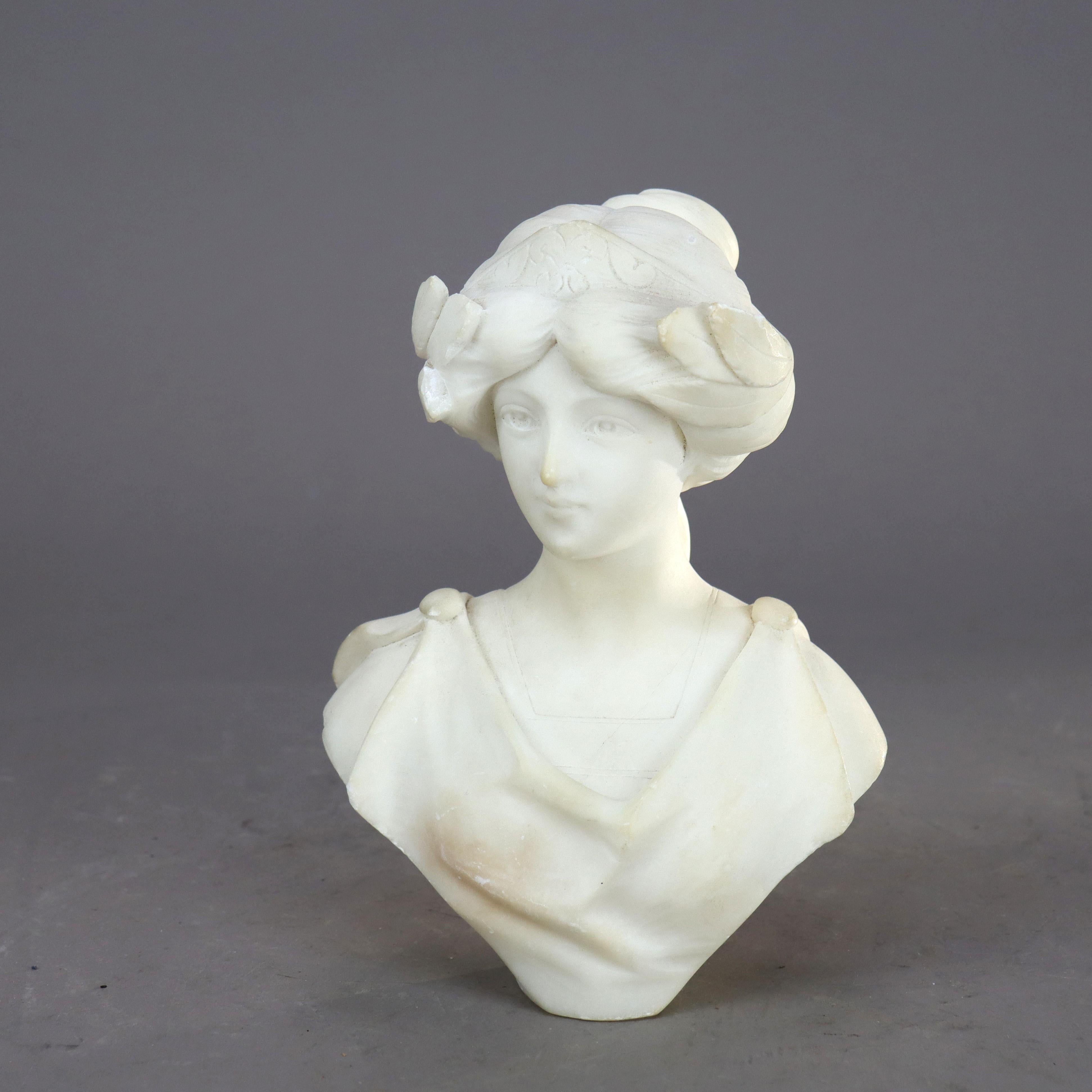 Antique Carved Alabaster Bust of a Classical Woman C1890

Measures - 8