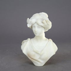 Antique Carved Alabaster Bust of a Classical Woman C1890