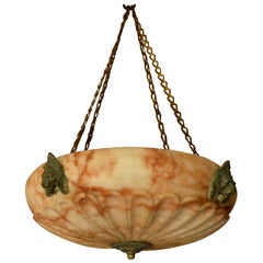 Antique Carved Alabaster Chandelier in Greek Revival Style, English 19th Century