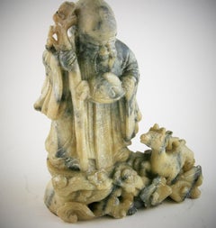 Antique Carved Alabaster Happy Buddha