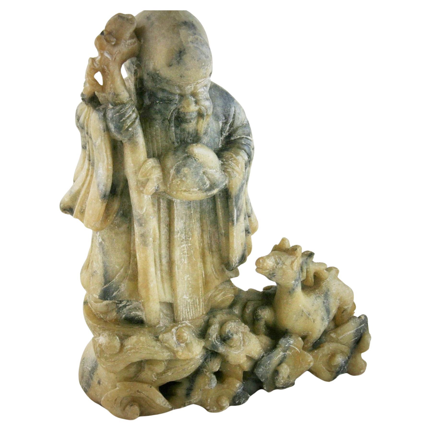 Antique Carved Alabaster Happy Buddha
