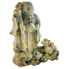 Antique Carved Alabaster Happy Buddha