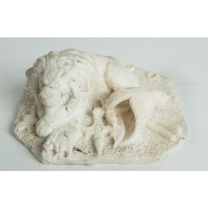 19th Century Antique Carved Alabaster Lion Paper Weight Sculpture