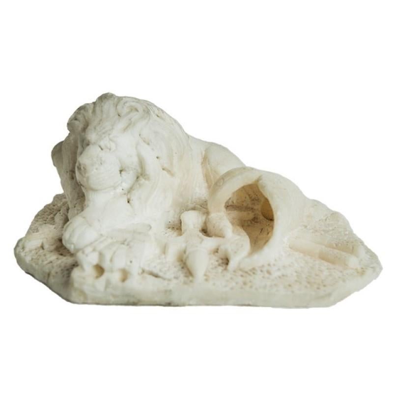 Antique Carved Alabaster Lion Paper Weight Sculpture 1