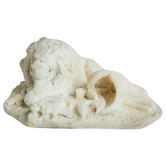 Antique Carved Alabaster Lion Paper Weight Sculpture