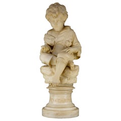 Antique Monumental Alabaster Bazzanti Sculpture Fate La Carita, 19th Century