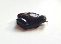 Antique Japanese Carved Amber Frog Pendant, Japanese Amber Artifact