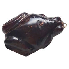 Antique Carved Amber Frog Pendant