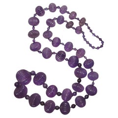 Antique Carved Amethyst Necklace