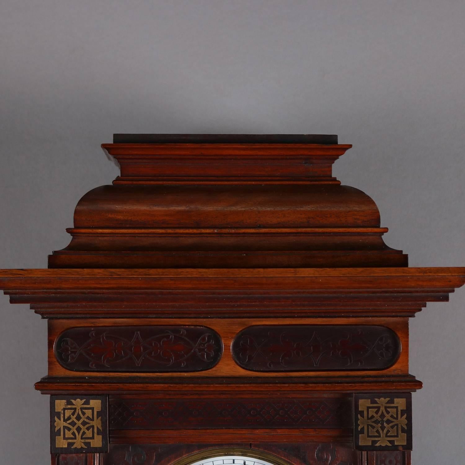 Antique Carved and Ebonized Walnut Vienna Regulator Wall Clock, circa 1890 4