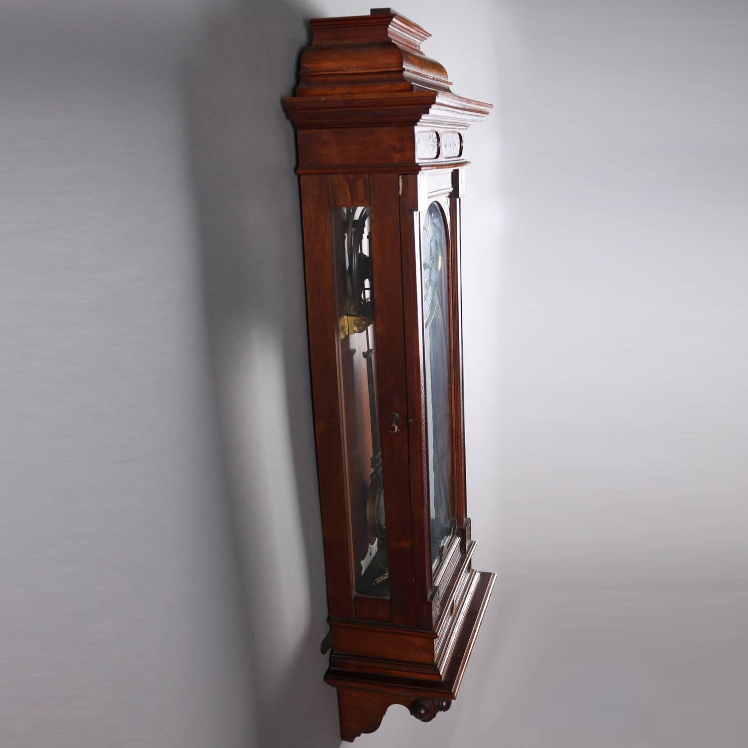 Antique Carved and Ebonized Walnut Vienna Regulator Wall Clock, circa 1890 1