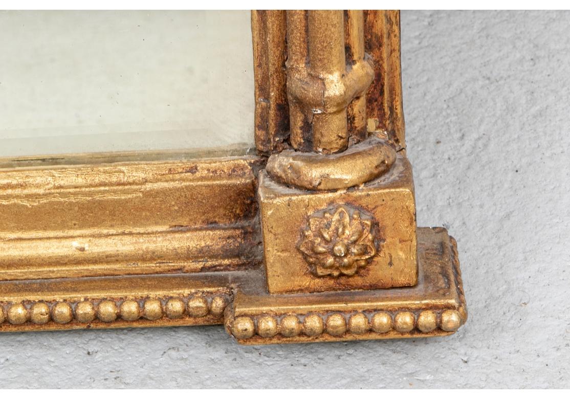 Antique Carved And Gilt Three Part Over-The-Mantel Mirror In Good Condition For Sale In Bridgeport, CT