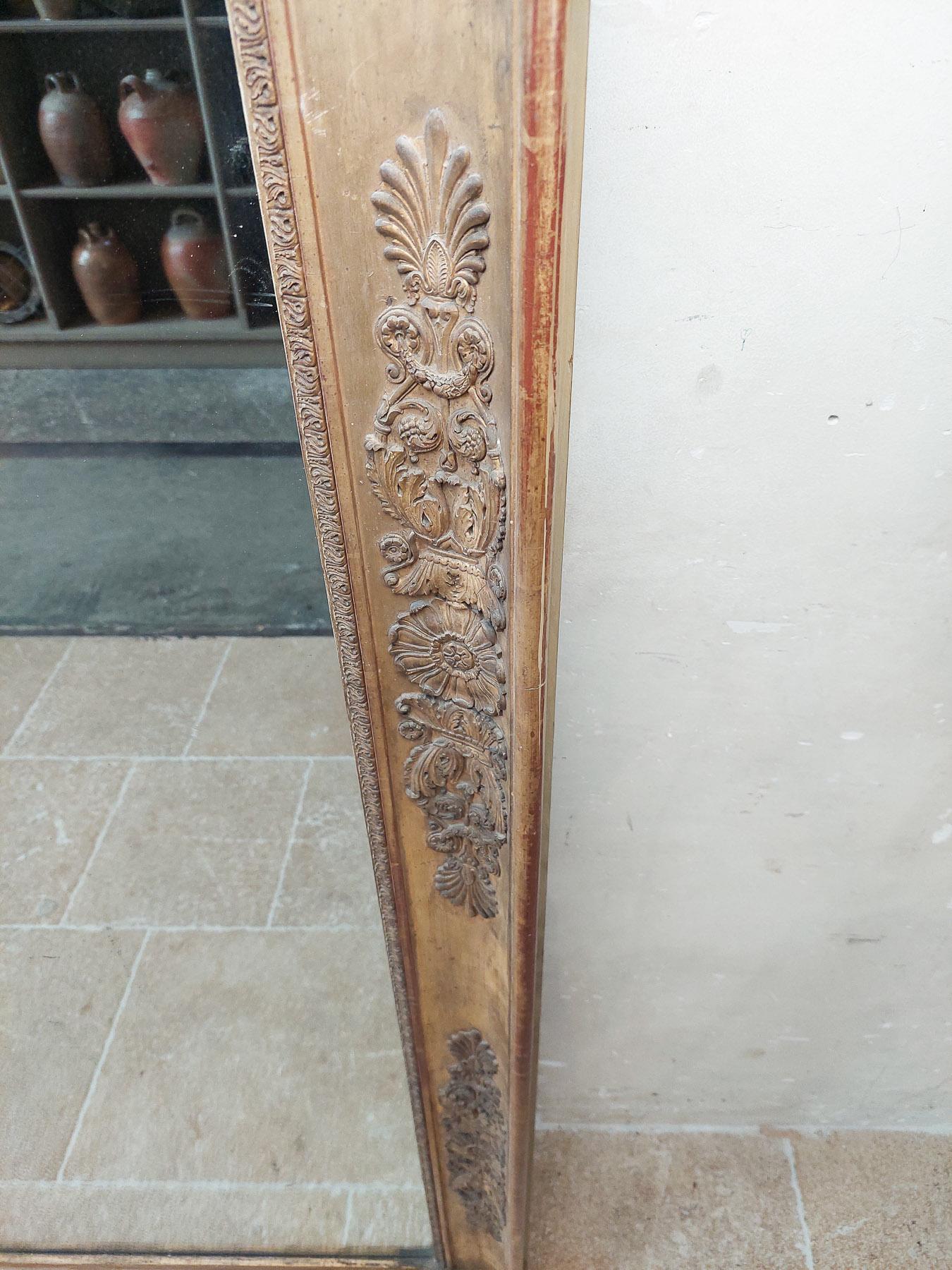 Antique Carved and Gilt Wood Empire Trumeau Mirror from ± 1800 - 1820 4