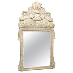 Antique Carved and Painted Mirror from Provence, France, 18th Century