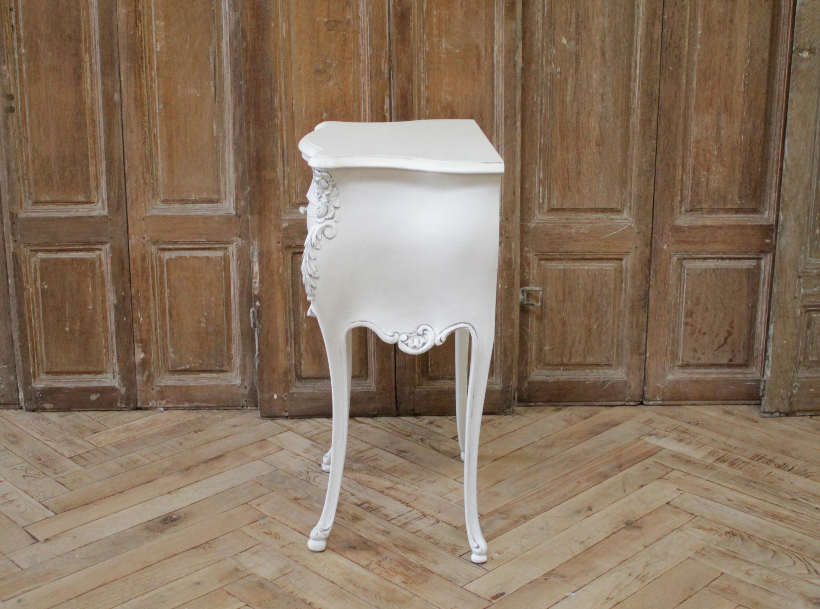 American Antique Carved and Painted Nightstand by Louis Bulloni