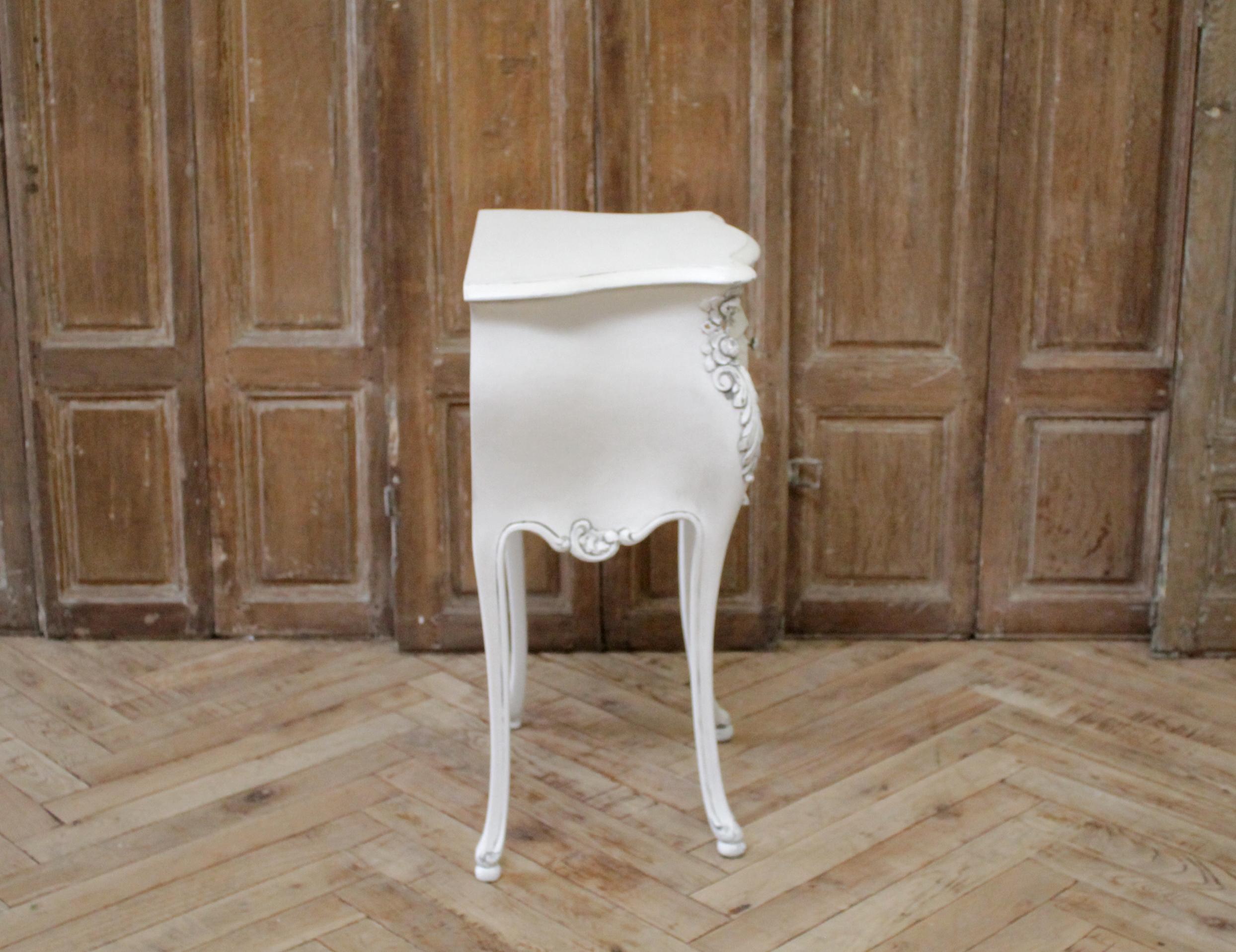 Wood Antique Carved and Painted Nightstand by Louis Bulloni
