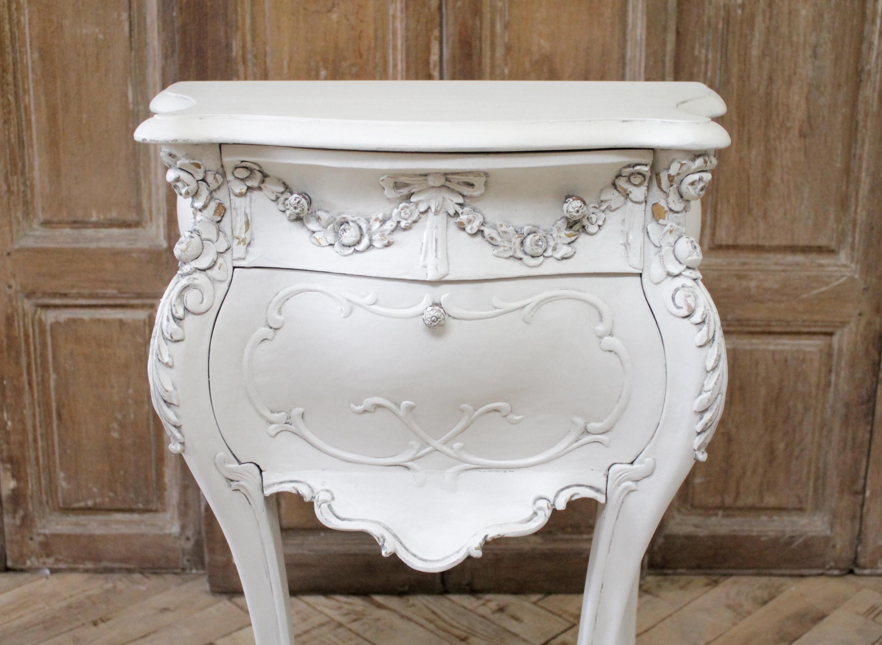 Antique Carved and Painted Nightstand by Louis Bulloni 1
