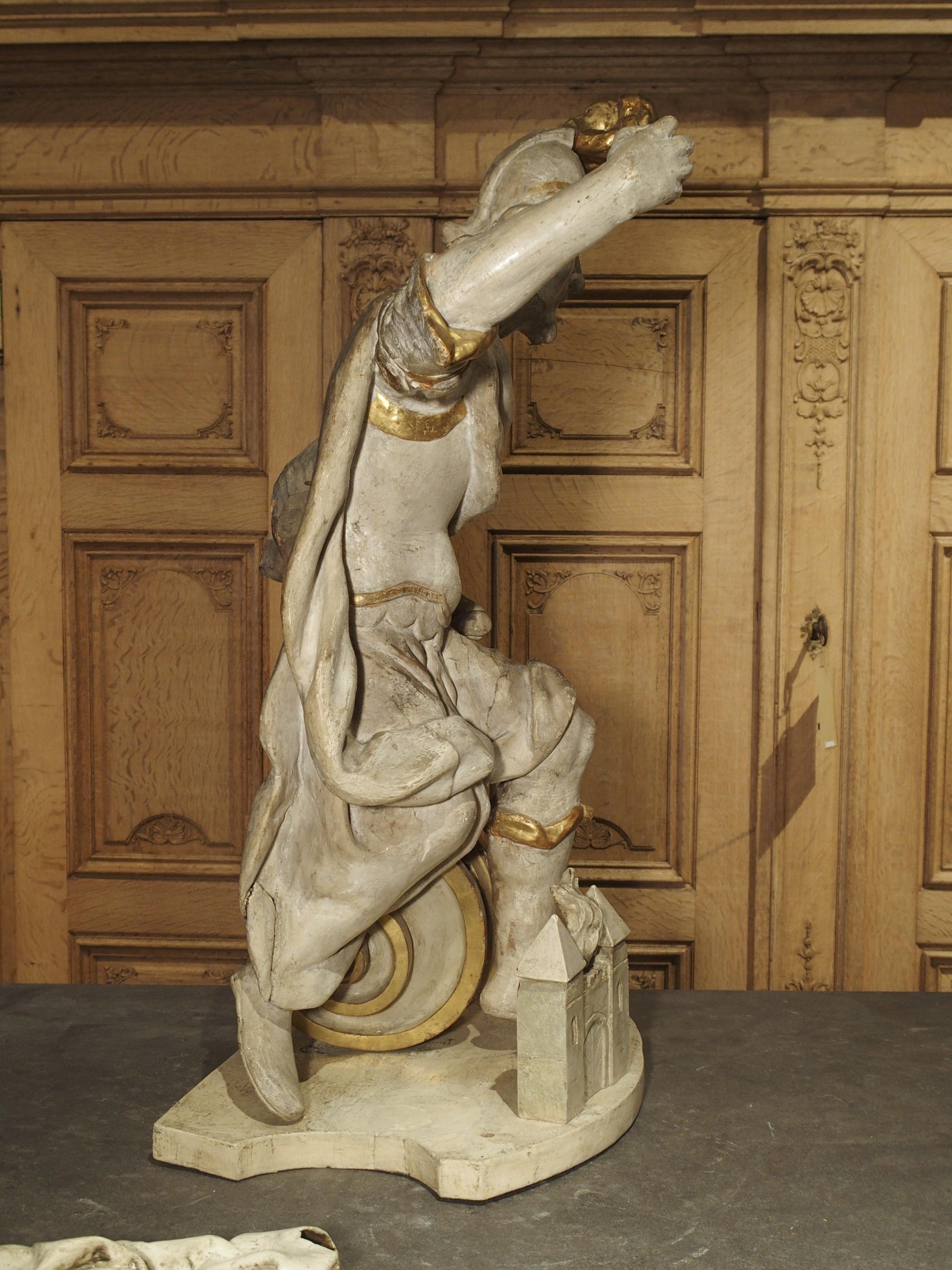 Antique Carved and Painted Statue of St. Florian, Austria, circa 1700 For Sale 6