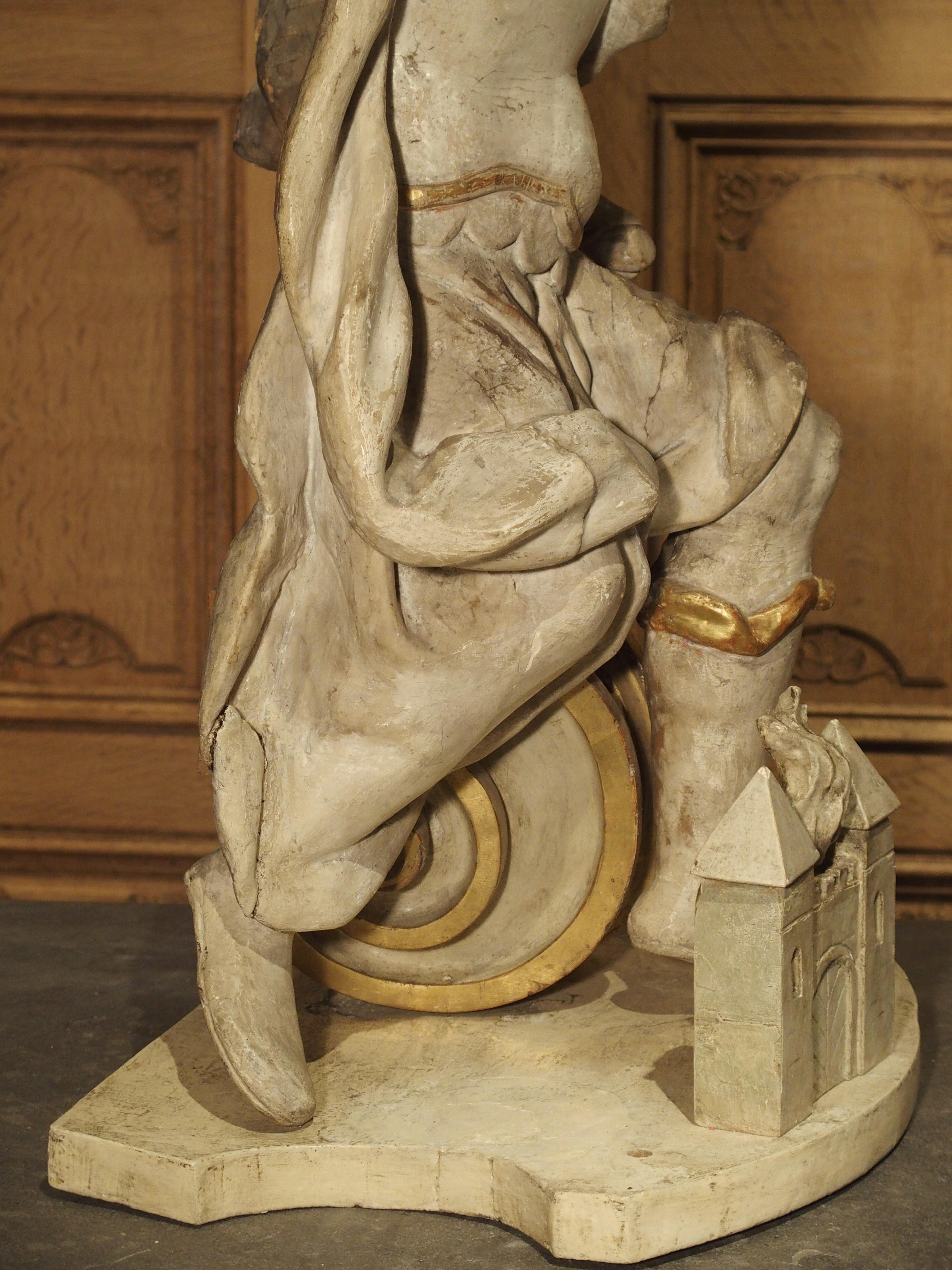 Antique Carved and Painted Statue of St. Florian, Austria, circa 1700 For Sale 7