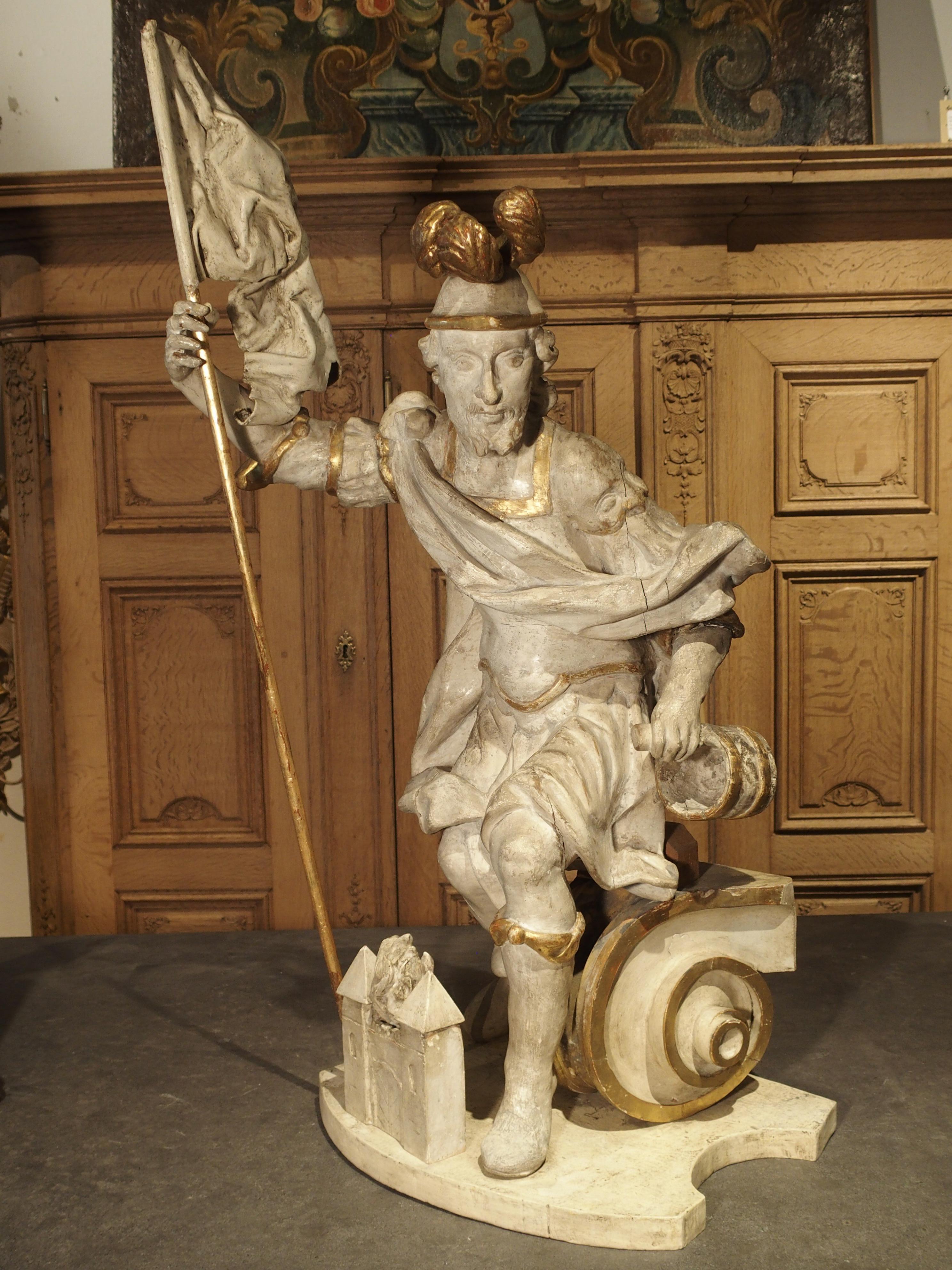 St. Florian (250 A.D. – 304 A.D.), was a the patron saint of firefighters, brewers, chimney sweeps, and the town of Linz, Austria. He served in the Roman army and part of his duties included organizing fire fighting brigades. He was secretly a