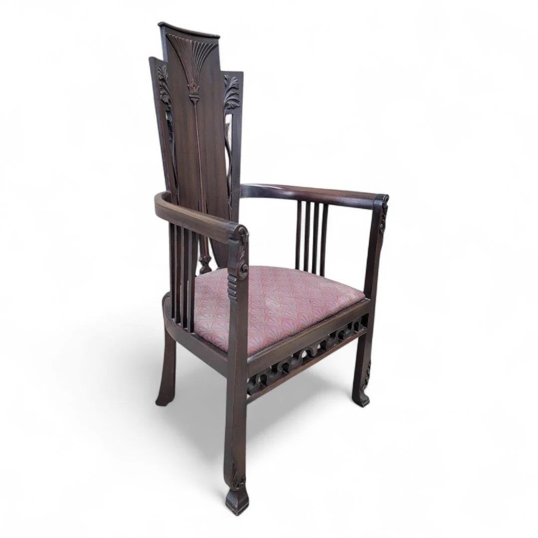 Art Deco Antique Carved Armchair For Sale