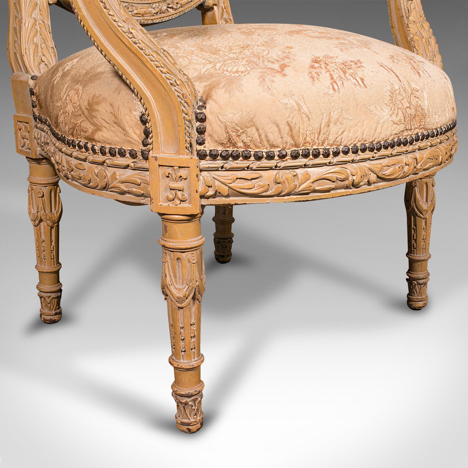 Antique Carved Armchair, French, Show Frame, Fauteuil Chair, Victorian, C.1870 For Sale 7