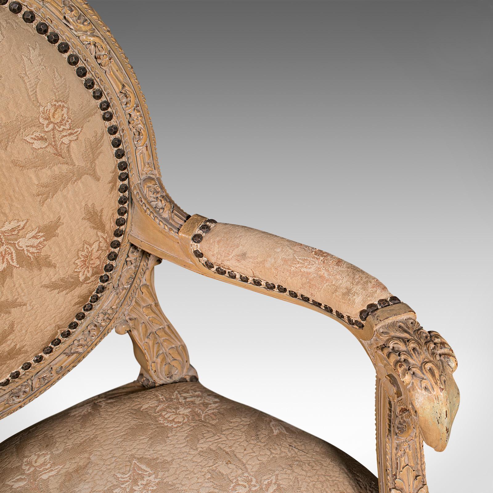 Antiker geschnitzter Sessel, Französisch, Show-Rahmen, Fauteuil-Stuhl, viktorianisch, um 1870 im Angebot 4