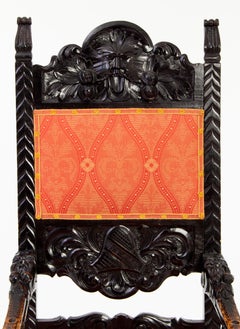 Antique Carved Basswood Throne Chairs in Historicist Style, ca. 1900
