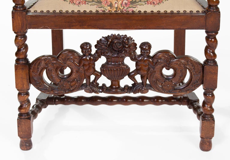 Renaissance Revival Antique Carved Basswood Throne Chairs in Pair, ca. 1900 '2 Pieces' For Sale