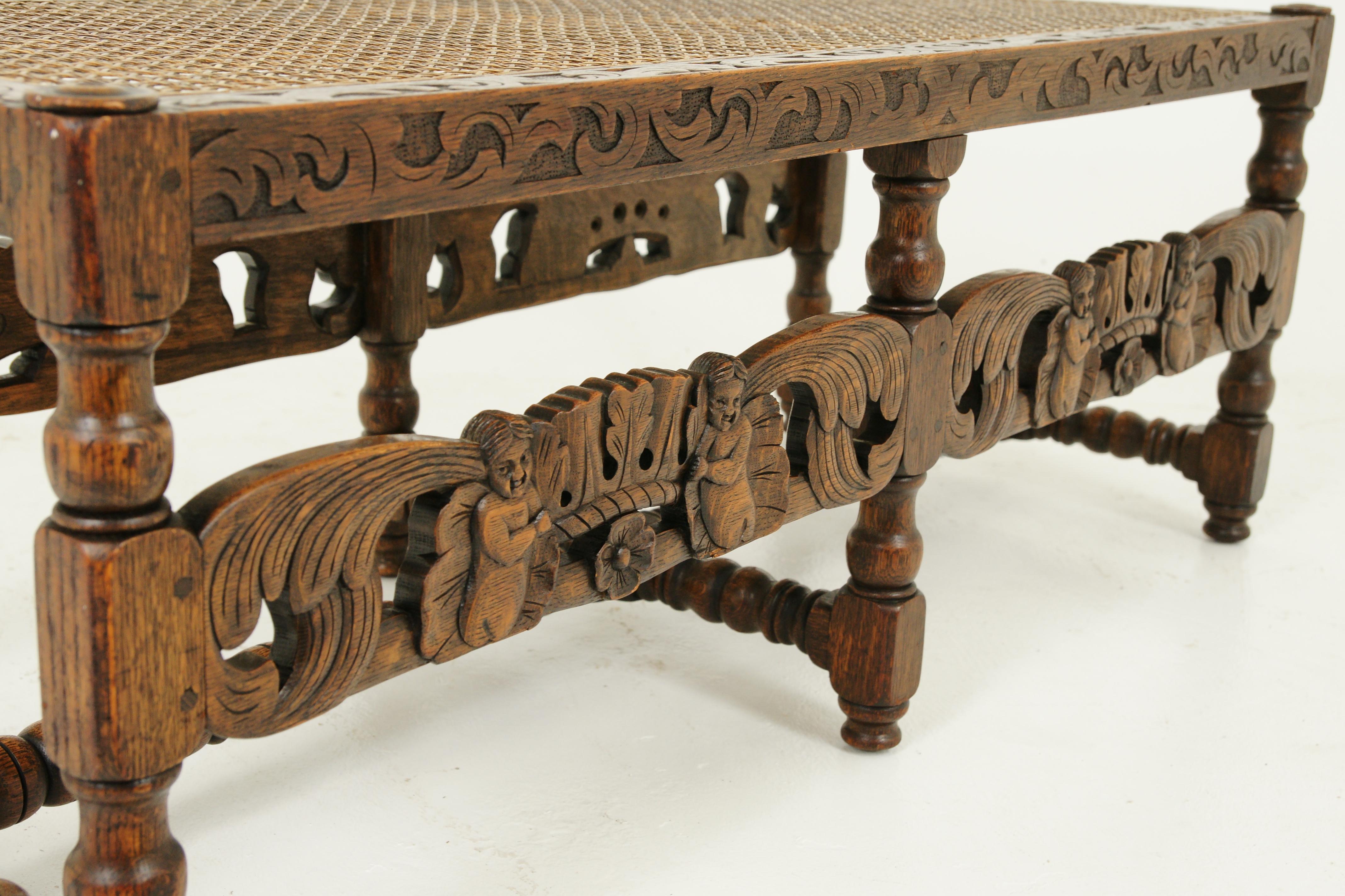 Antique Carved Bench, Footstool, Window Seat, Heavily Carved, W&J Sloane, B1609 5