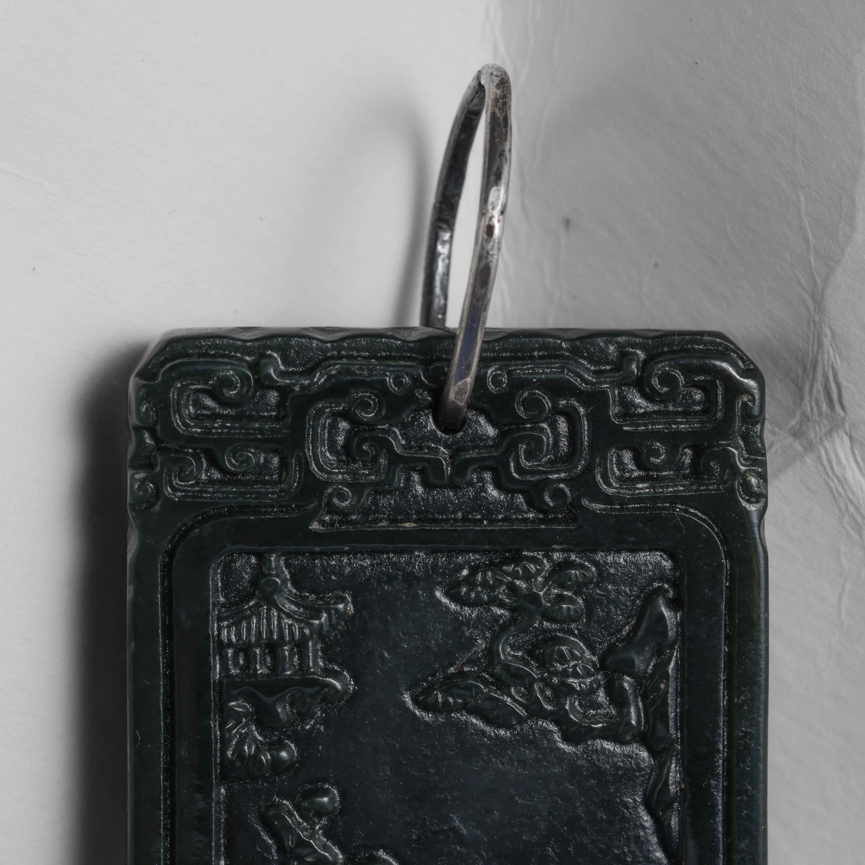 Antike geschnitzte schwarze Nephrit-Jade-Tisch aus der Qing-Dynastie, unbehandelt im Angebot 3