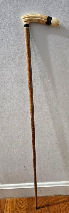 Antique Carved Bone Walking Stick Cane