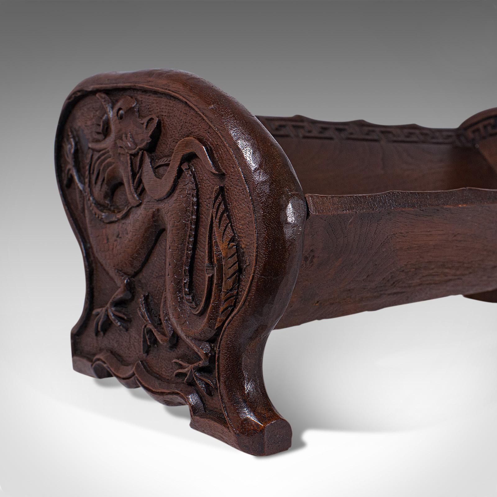 Antique Carved Book Stand, Oriental, Mahogany, Rack, Dragon Motif, 19th Century 6