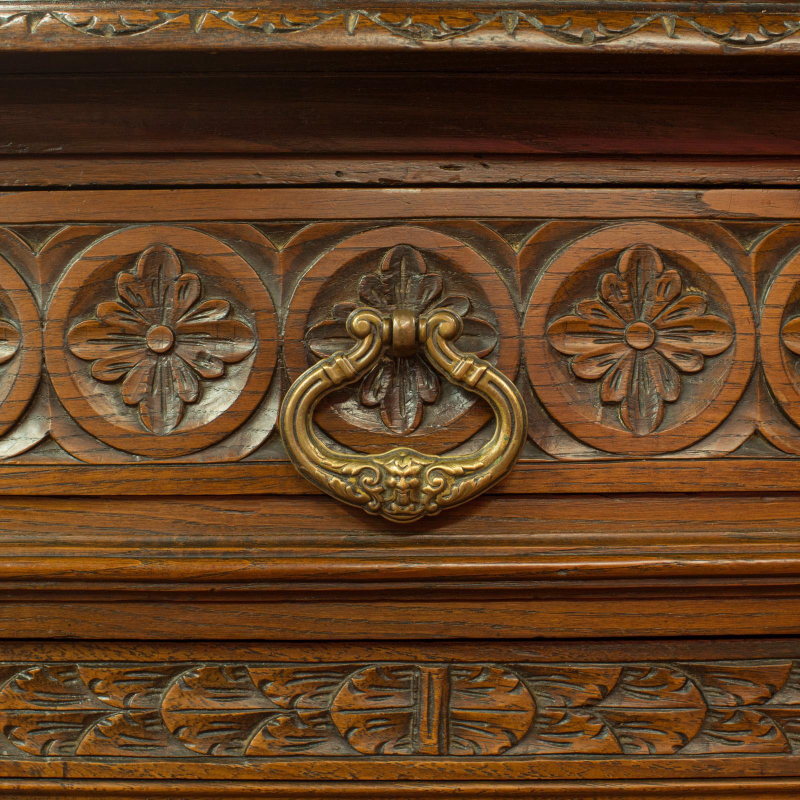 Antique Carved Breton Buffet Cabinet, French, Sideboard, Oak, circa 1880 For Sale 2