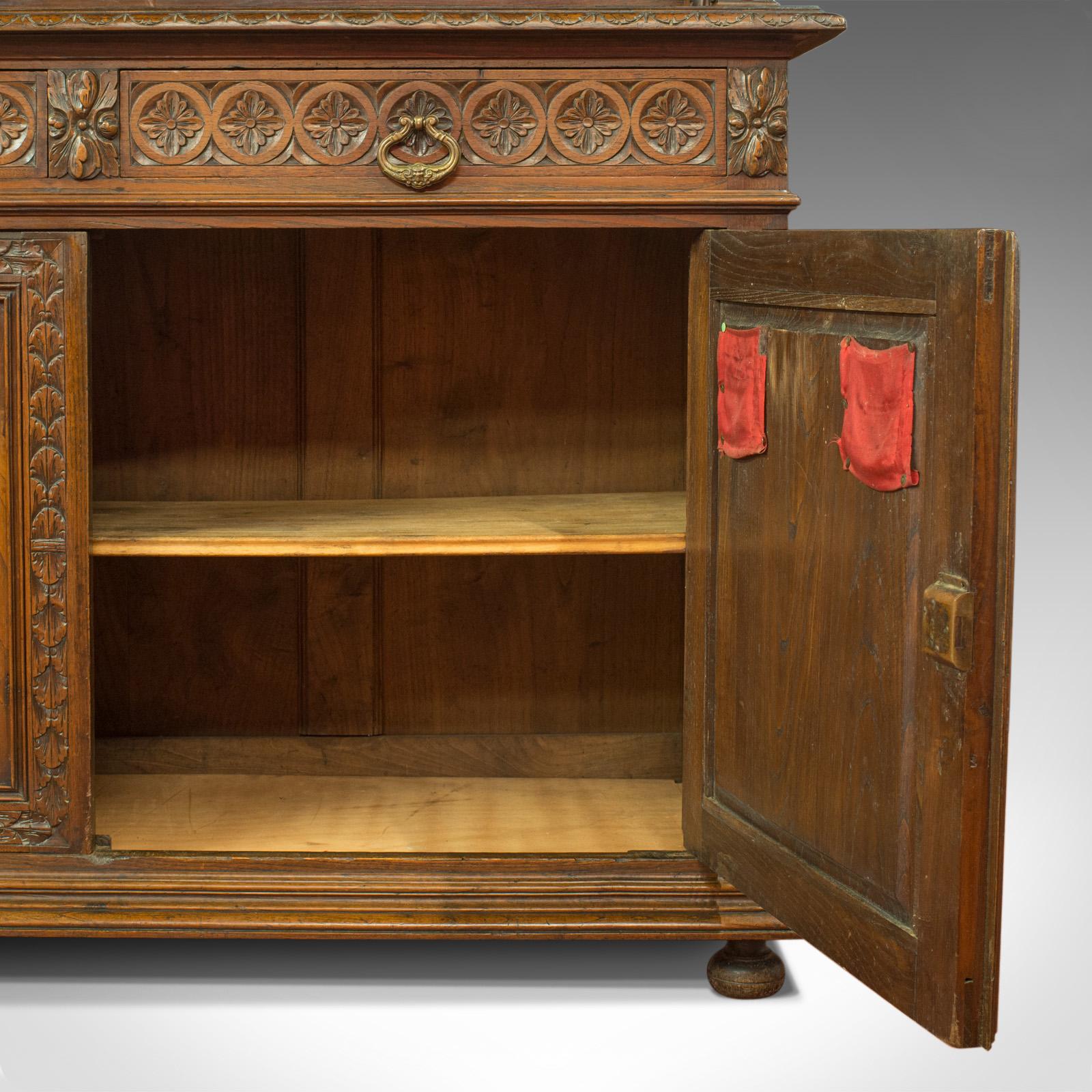 Antique Carved Breton Buffet Cabinet, French, Sideboard, Oak, circa 1880 For Sale 3