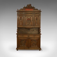 Antique Carved Breton Buffet Cabinet, French, Sideboard, Oak, circa 1880