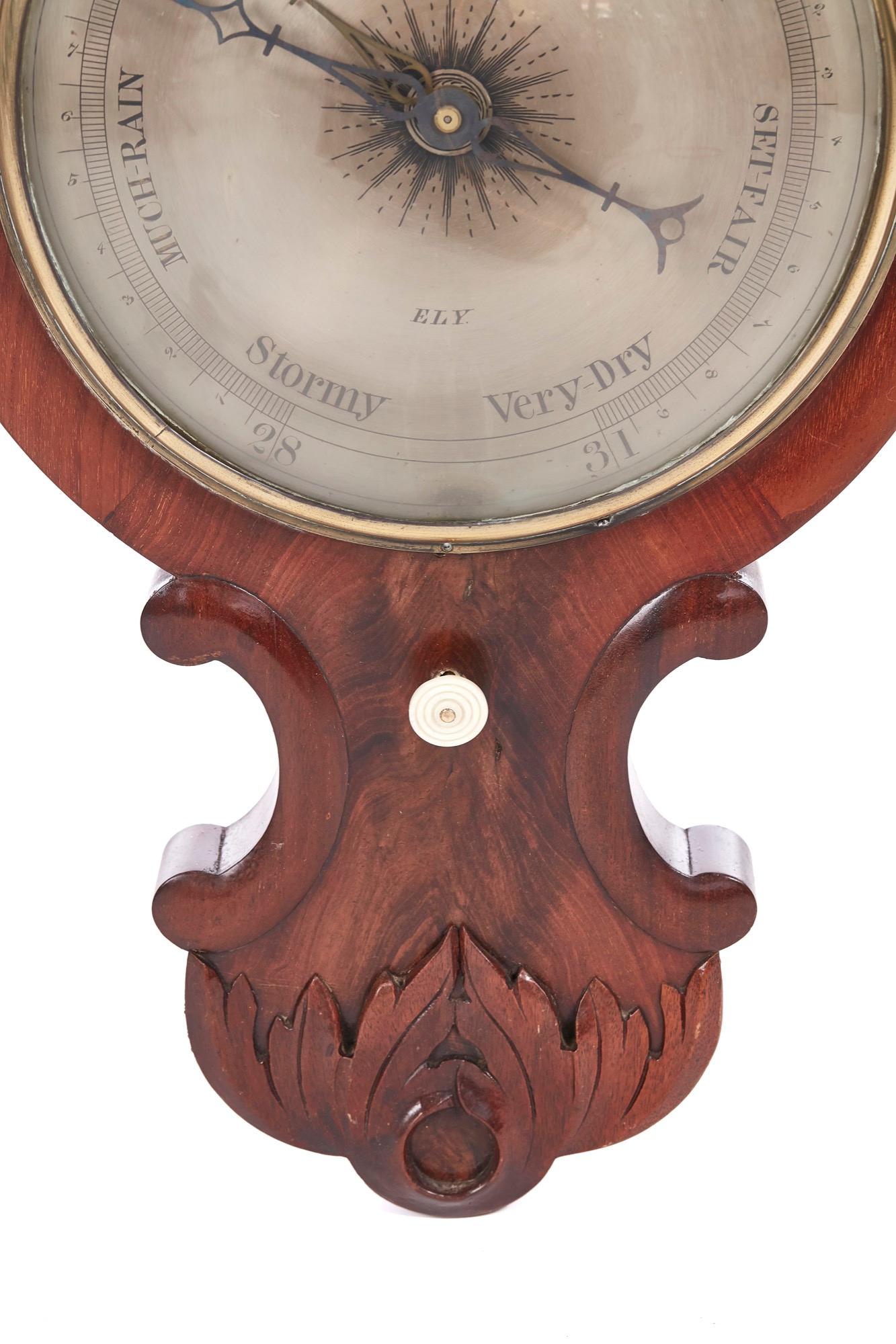 Outstanding carved burr walnut banjo Barometer having a lovely carved burr walnut case with a thermometer and a 12 inch round silver dial. Perfect working order. 

Lovely color and condition. 


  
