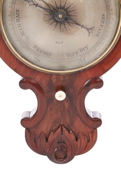Antique Carved Burr Walnut Banjo Barometer, circa 1880