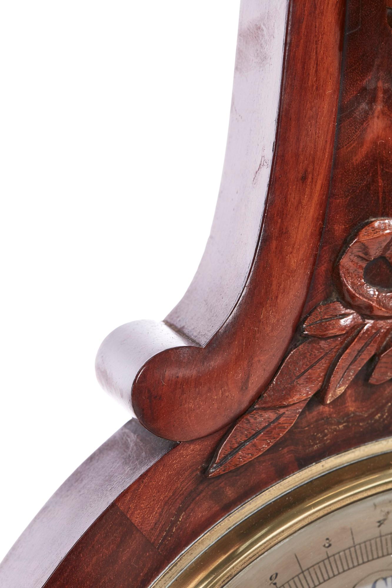 Antikes geschnitztes Banjo-Barometer aus Wurzelnussholz, um 1880 (Englisch) im Angebot